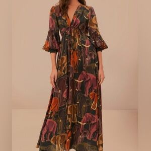 Farm Rio Elephant Print Maxi